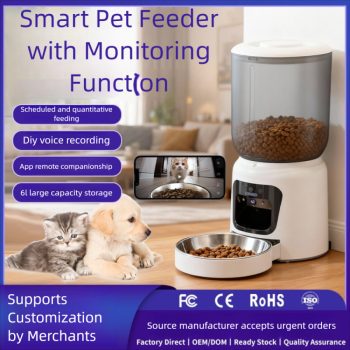 Smart Timed and Quantitative Video Feeding,Pet Feeder with Camera,Remote Companion, Large Capacity Storage